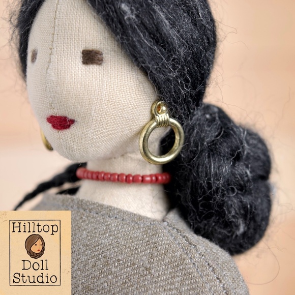 Fabric Doll "Pepper" Handcrafted Textile Cloth Heirloom Primitive Doll - Picture 8 of 11